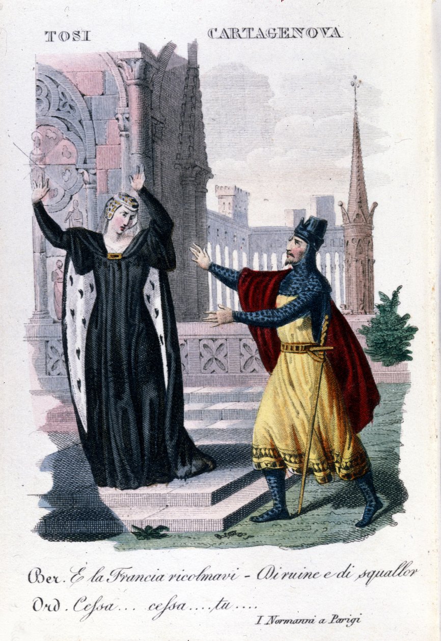 Adelaide Tosi og Orazio Cartagenova i «Normannerne i Paris» av Saverio Mercadante. Italiensk komponist (1795 til 1870). av Unknown artist