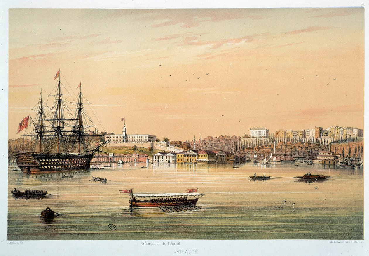 Admiraut: "" Admirals båt"" Litografi av Paris fra 1800-tallet, dekorativ kunst av Unknown artist