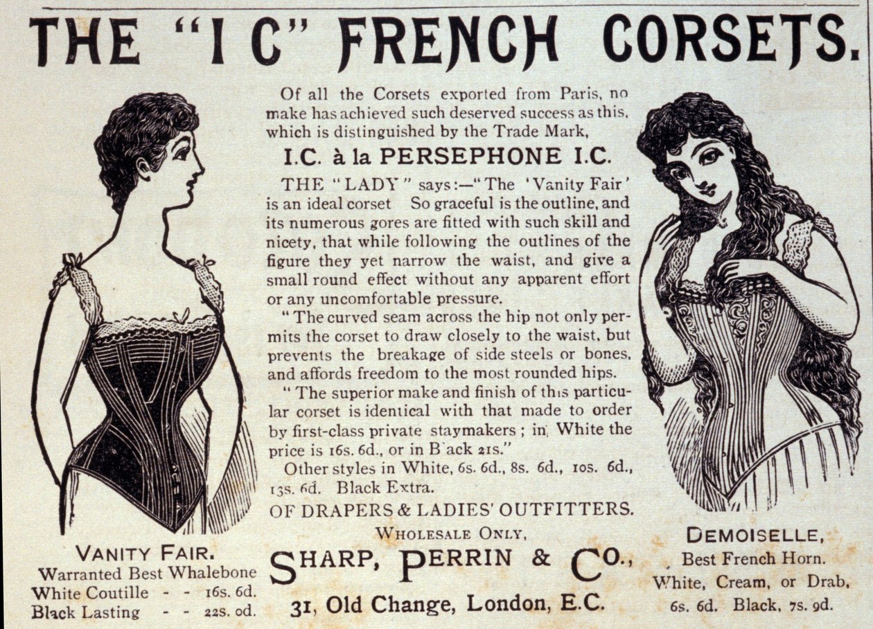 Reklame for franske korsetter. 1888 av Unknown artist