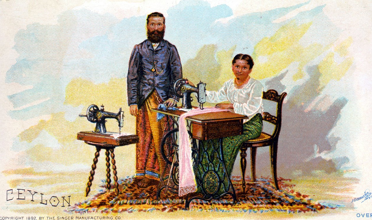 Reklame for symaskiner Singer, Ceylon (nåværende Sri Lanka). 1892 av Unknown artist