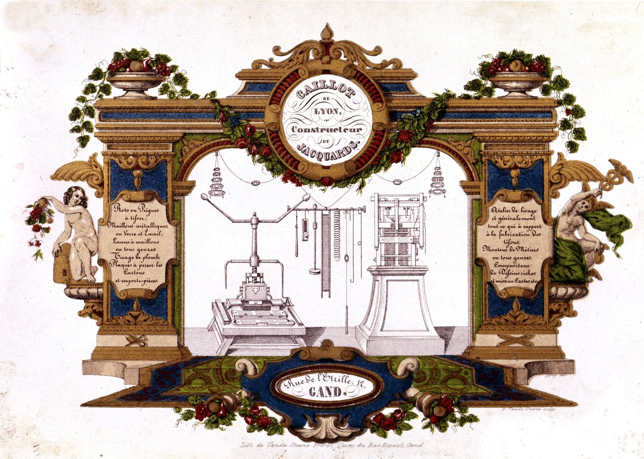 Reklame for en bygger av Jacquard Loom "" Caillot de Lyon"". 1840. av Unknown artist