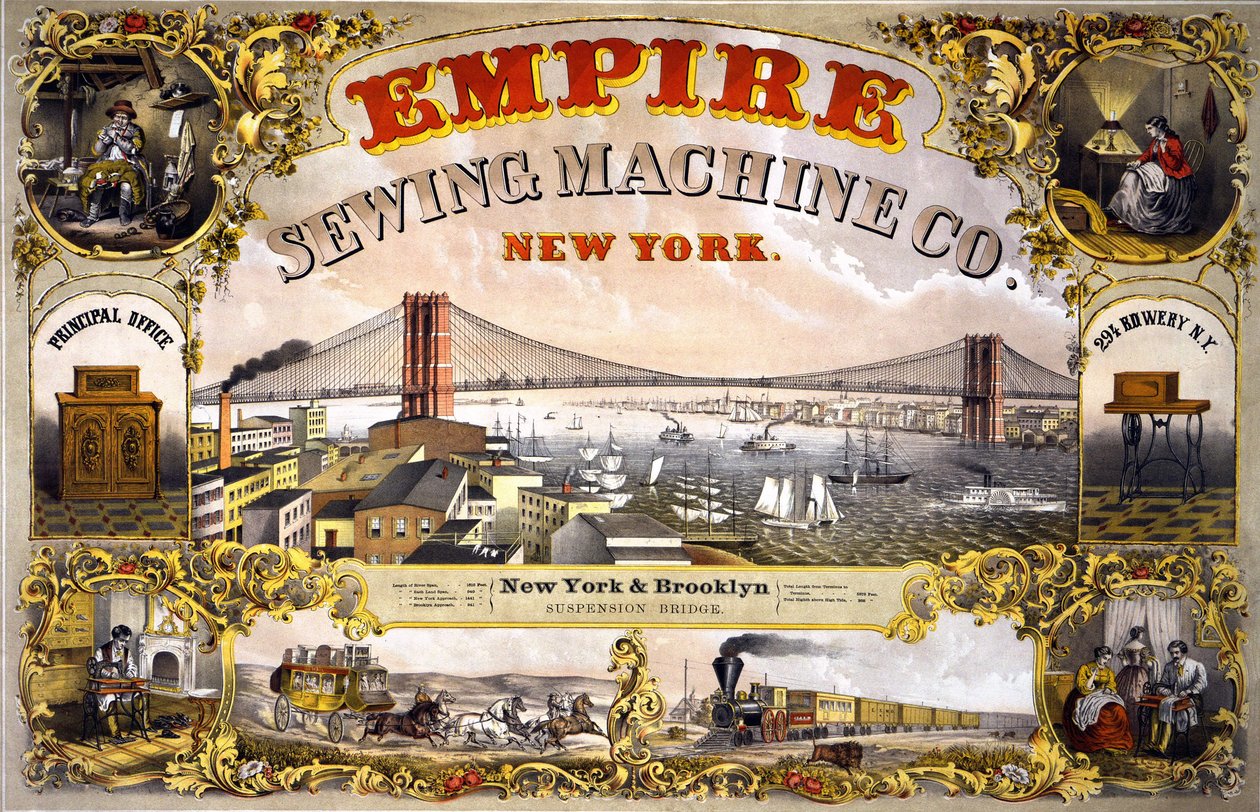 Reklame for symaskinen "Empire Sewing Machine, New York", ca. 1870. av Unknown artist