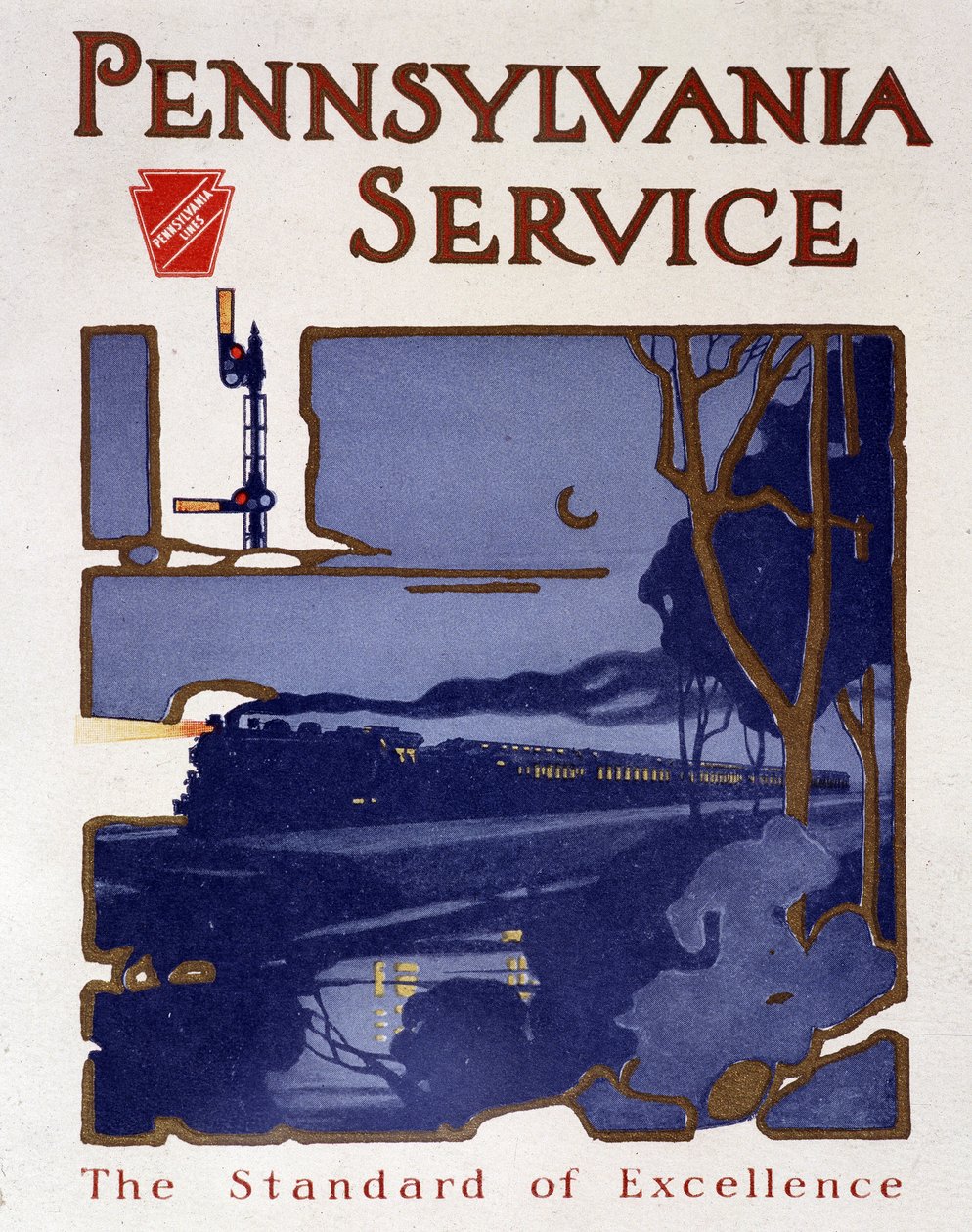 Reklameplakat for Pennsylvania Service-tog, slutten av 1800-tallet av Unknown artist
