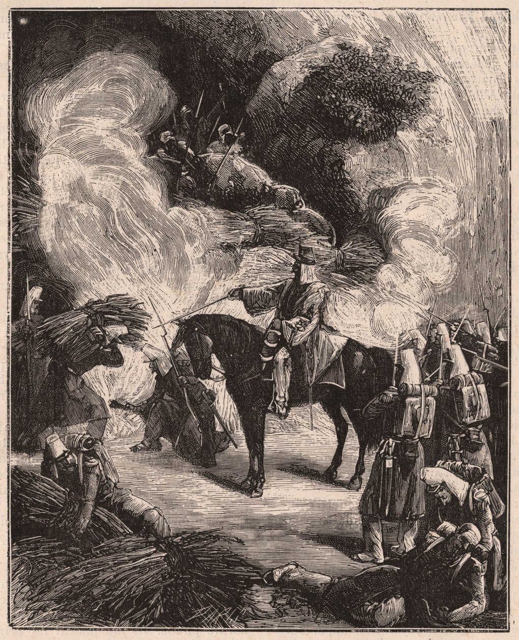 Afrikanske tropper som kveler algeriere i en hule, under erobringen av territoriet til Regence Algiers i 1844-45 av Unknown