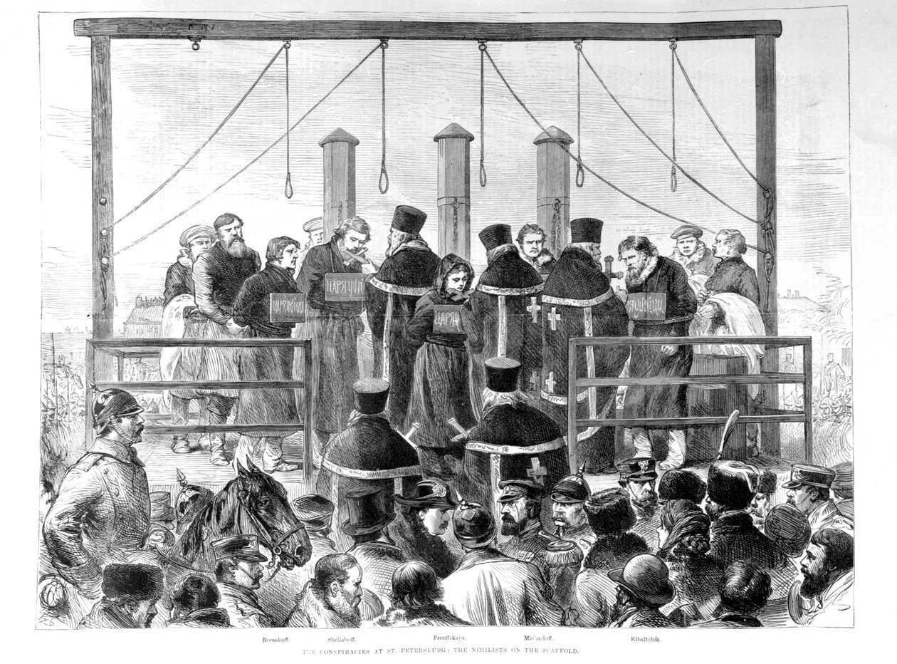 Etter angrepet på Alexander II blir de arresterte nihilistene hengt. av Unknown artist