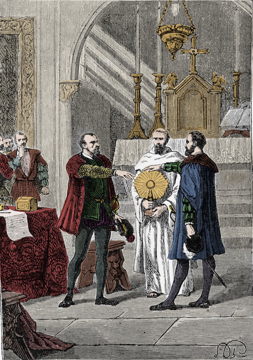Etter uenighet mellom de spanske conquistadorene Francisco Pizarro (Francois Pizarre av Unknown artist