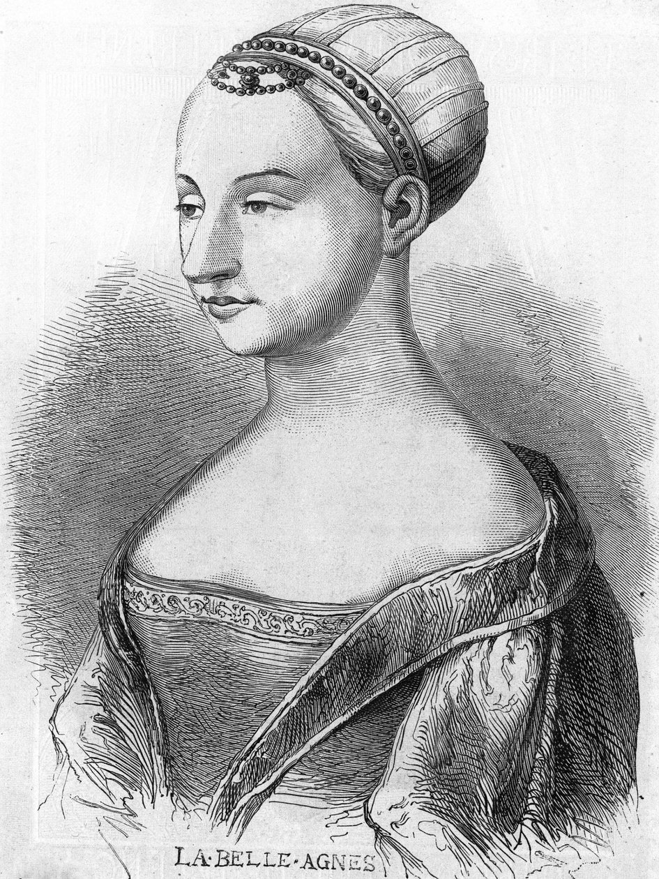 Agnes Sorel (1422-1450) (Lady of Beaute sur Marne) (Beaute-sur-Marne), known as “La Belle Agnes”, favorite by Charles VII. Engraving of the 19th century. av Unknown artist