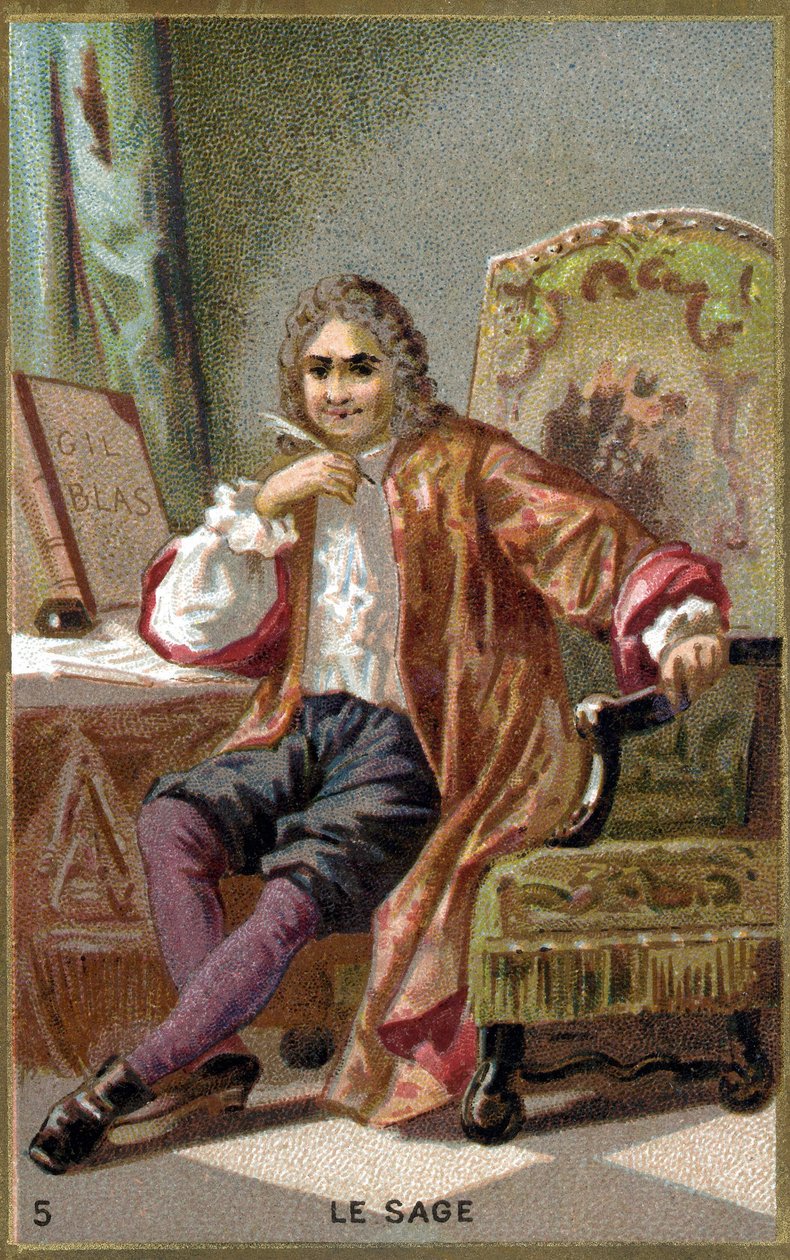 Alain Rene Lesage (Alain-Rene Le Sage) (1668-1747). 1800-talls kromolitografi. av Unknown artist
