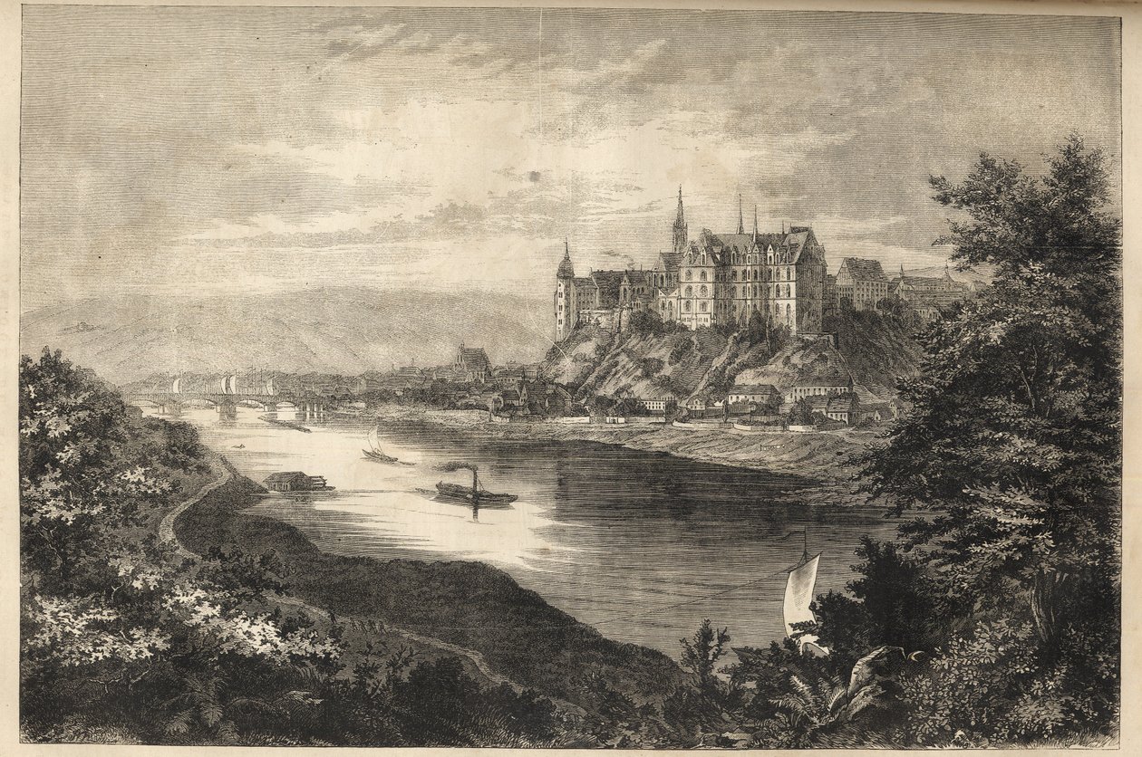 Albrechtsburg castle - Saxony -Germany - The castle of Albrechtsburg in the land of Saxony in Germany - engraving - 1866 av Unknown artist