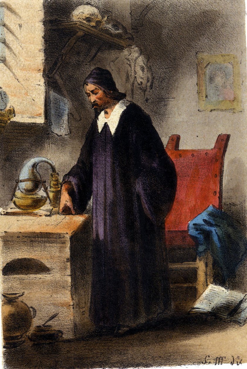 Alkymisten Nicola Barnaud, forsker av den filosofiske steinen. av Unknown artist