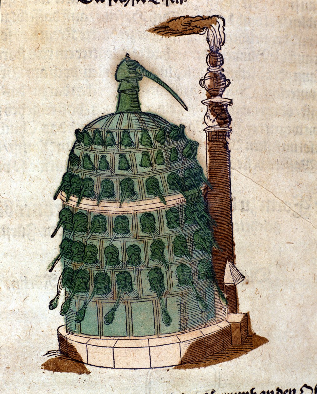 Alkymi: Athanor-ovnen, gravering fra en bok av Pietro Andrea Mattioli (Matthiole) (1500-1577). Frankfurt av Unknown artist