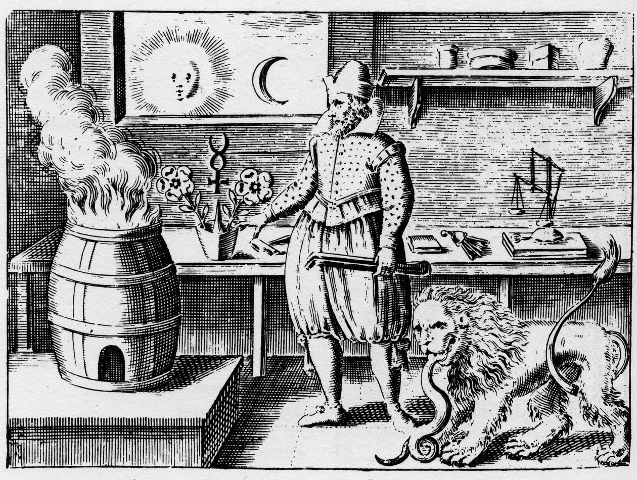 Alchimie - La flamamme - Gravering av 1659 i "L
