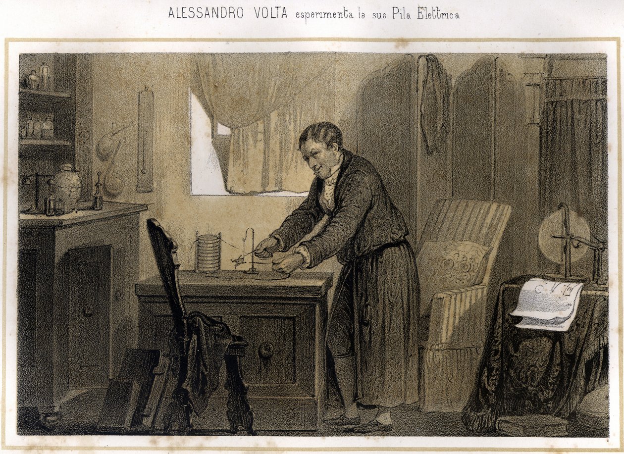 Alexandre (Alessandro) Volta (1745 - 1827) og hans erfaring med det elektriske batteriet - i "" Storia d