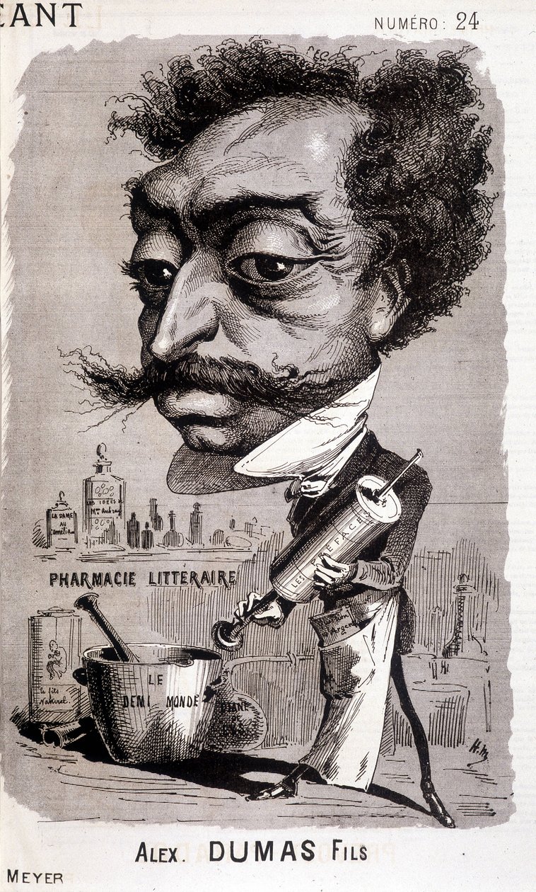 Alexandre Dumas Fils og hans "" litterære apotek"" - i "" Le Géant"" av 02.08.1868 av Unknown artist