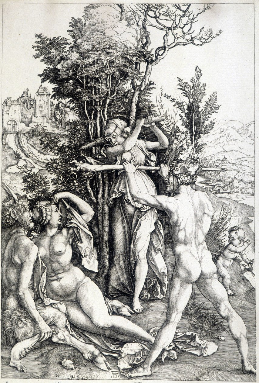 Allegorisk figur av sjalusi - gravering 1500-tallet av Unknown artist