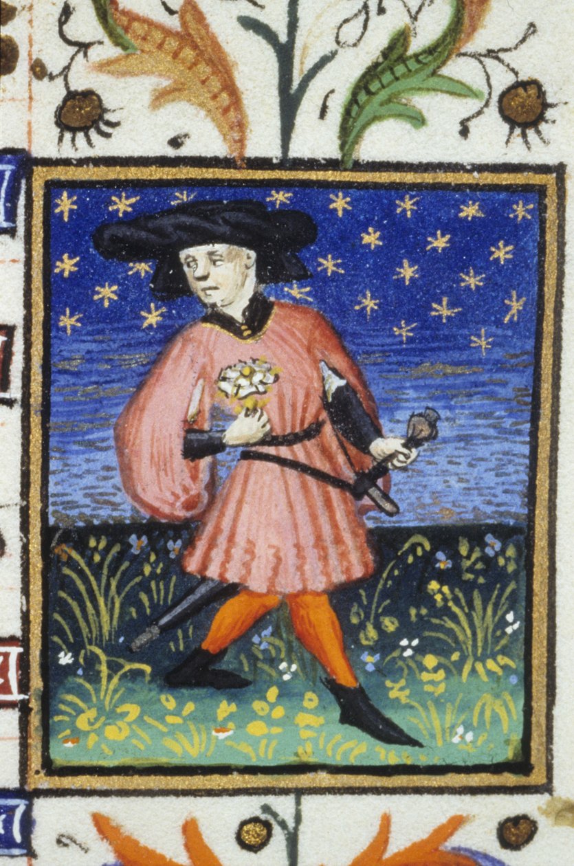 Allegorisk representasjon av april- En mann som plukker tusenfryd av Unknown artist
