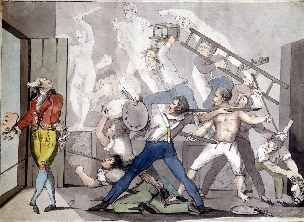 Allegori om maleren. 1800-talls gravering. av Unknown artist
