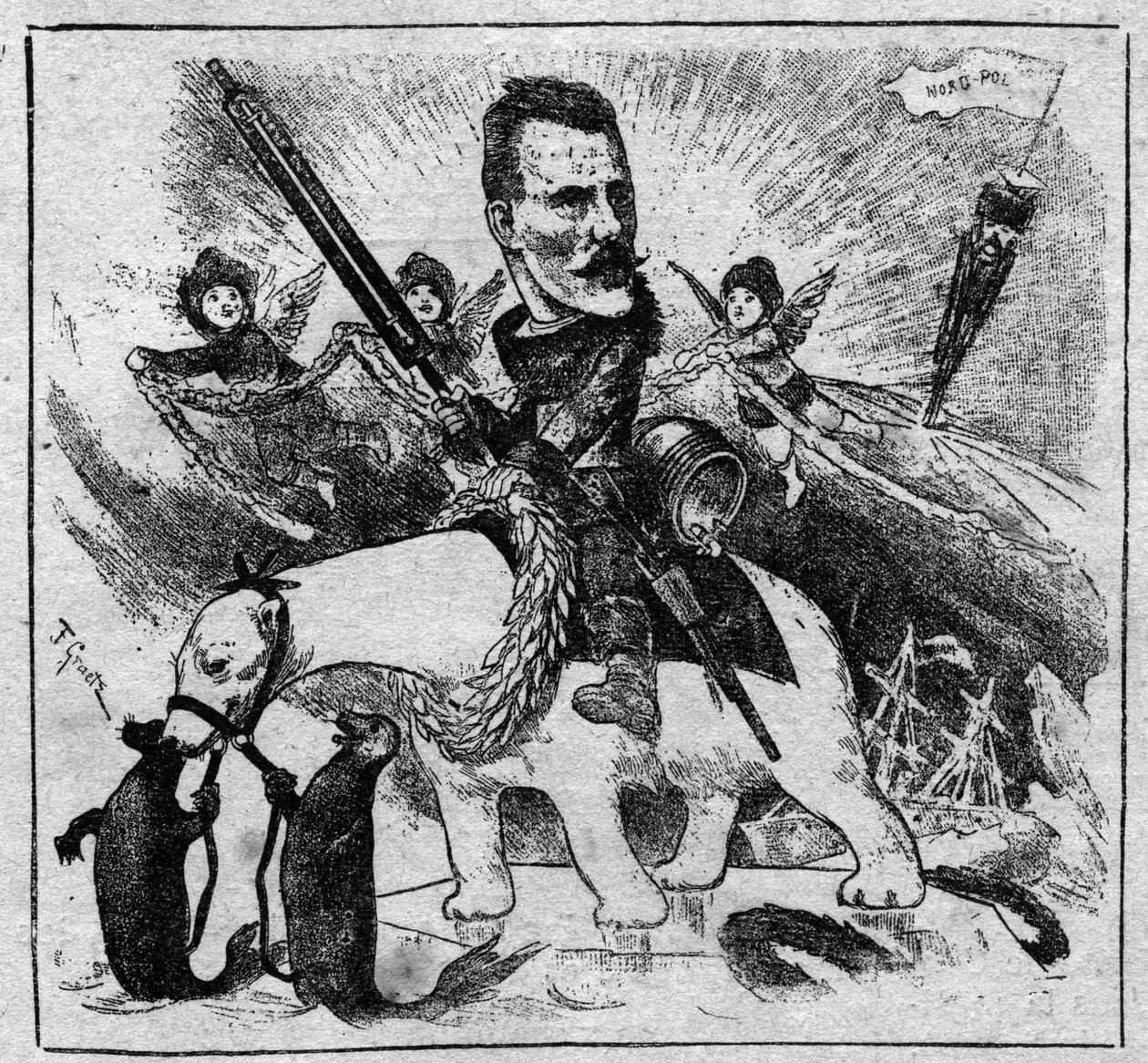 Allegori om returen av Fridtjof Nansen (1861-1930) fra nordpolen - gravering av 1897 av Unknown artist