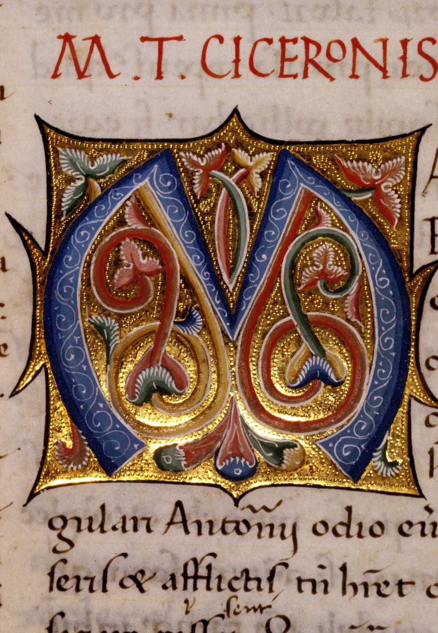 Alfabet: miniatyrert bokstav M av Unknown artist