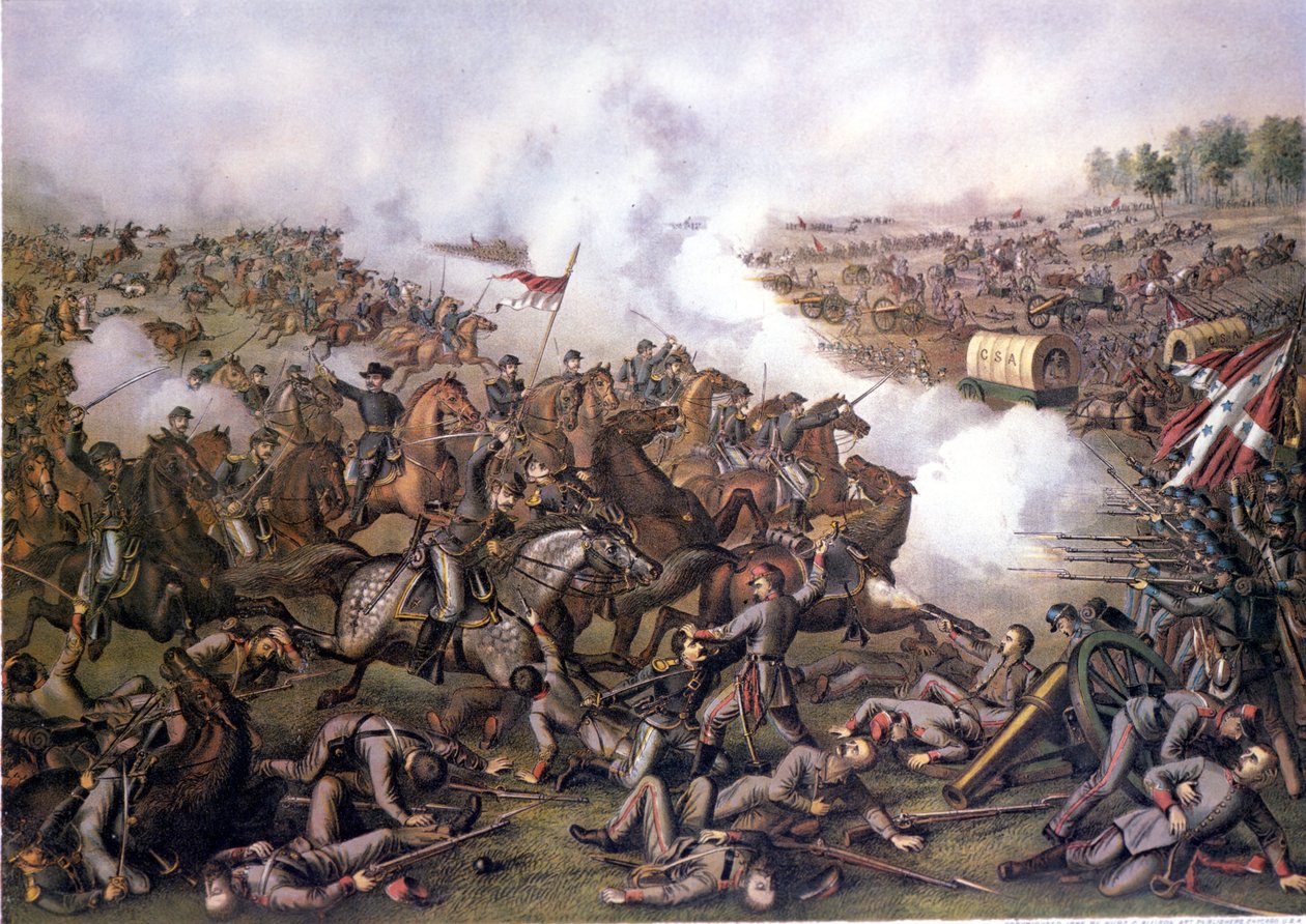 Amerikansk borgerkrig (1861–1865): Battle of Five Forks (Virginia) 1. april av Unknown artist