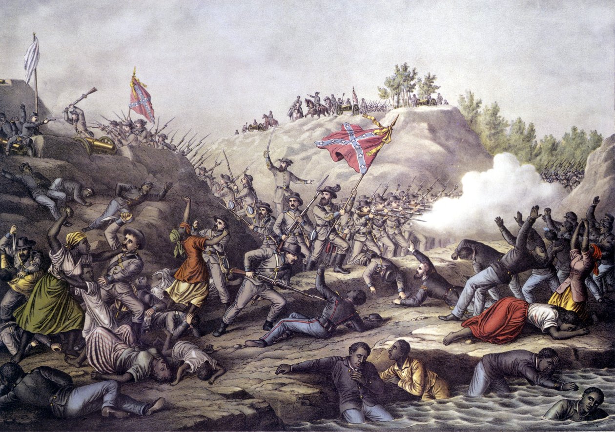 Amerikansk borgerkrig (1861 - 1865): Slaget ved Fort Pillow, Tennessee, 12. april av Unknown artist
