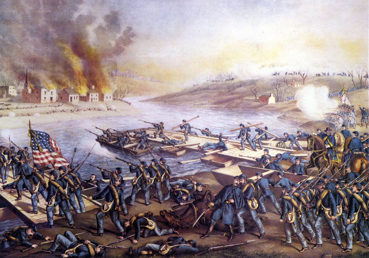 Amerikansk borgerkrig (1861 - 1865): Første slaget ved Fredericksburg (Virginia) 11. desember av Unknown artist