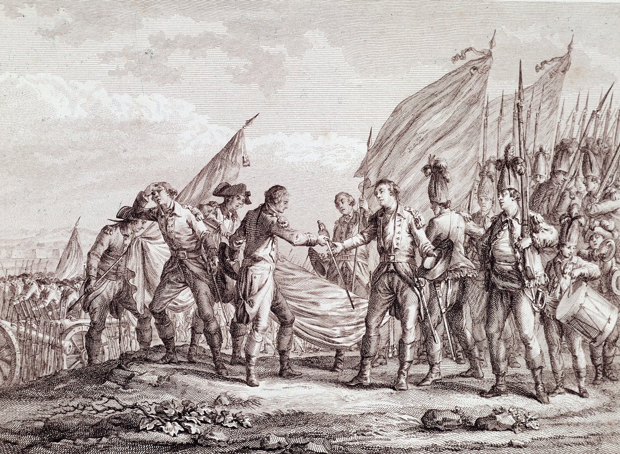 Amerikansk revolusjonskrig: overgivelse av general Burgoyne i Saratoga av Unknown artist