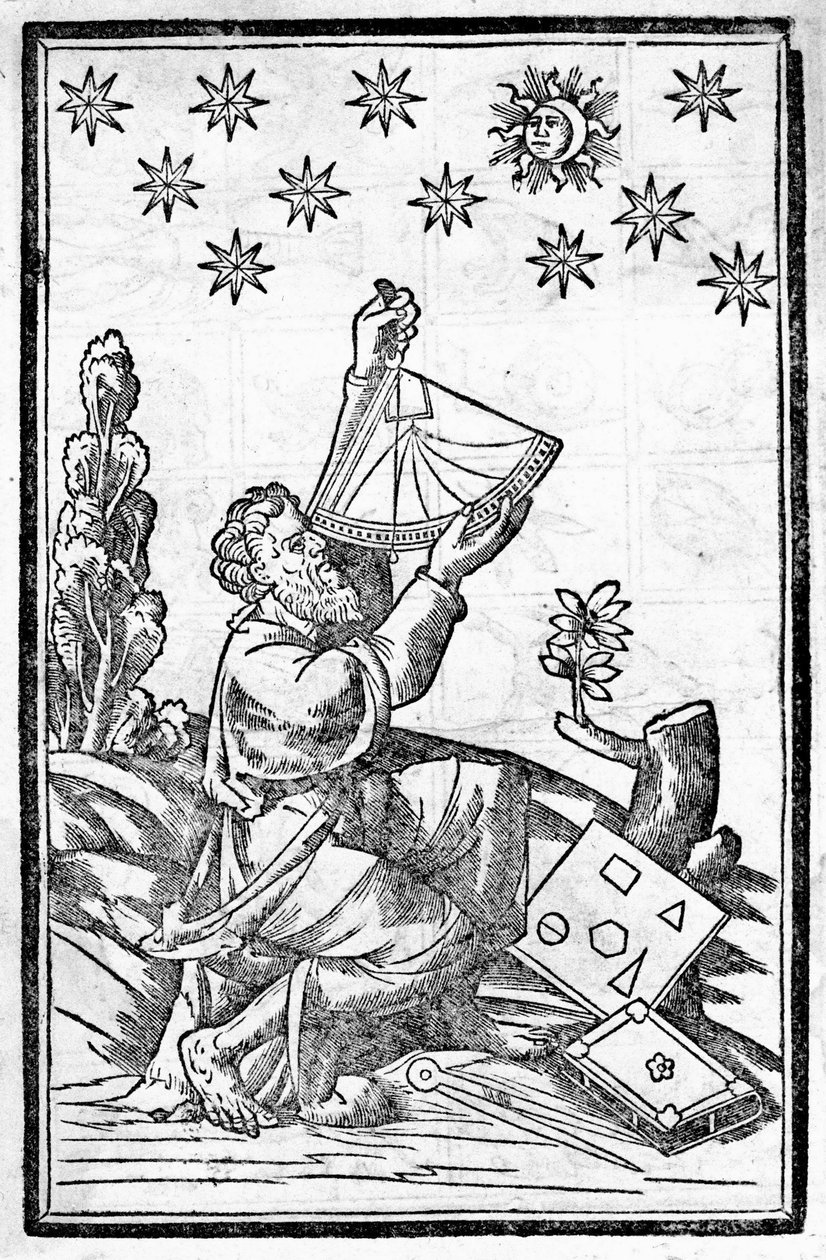En astrolog måler høyden under måneformørkelsen. av Unknown artist