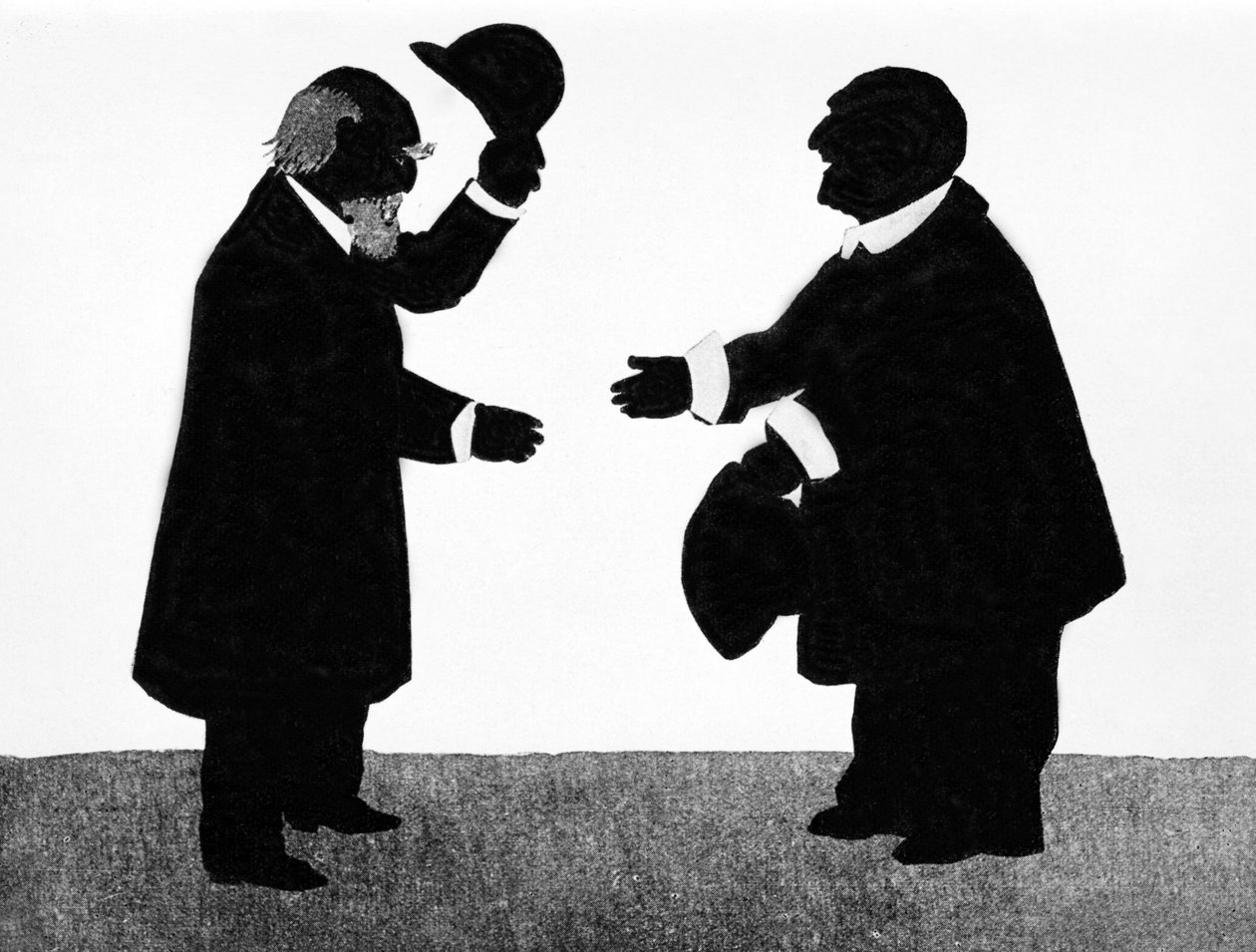 Et tenkt møte mellom Eduard Hanslick (1825 - 1904), østerriksk musikkforsker og komponist Anton Bruckner (1824 - 1896). Kinesisk skygge. av Unknown artist