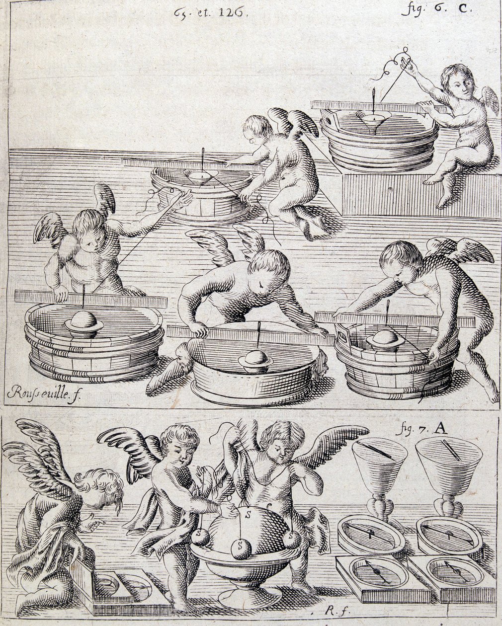 Angelots og komplementer - i "en ny demonstrasjon av jordens immobilitet hevdet av magnetisk kraft" av Giacomo Grandamico av Unknown artist