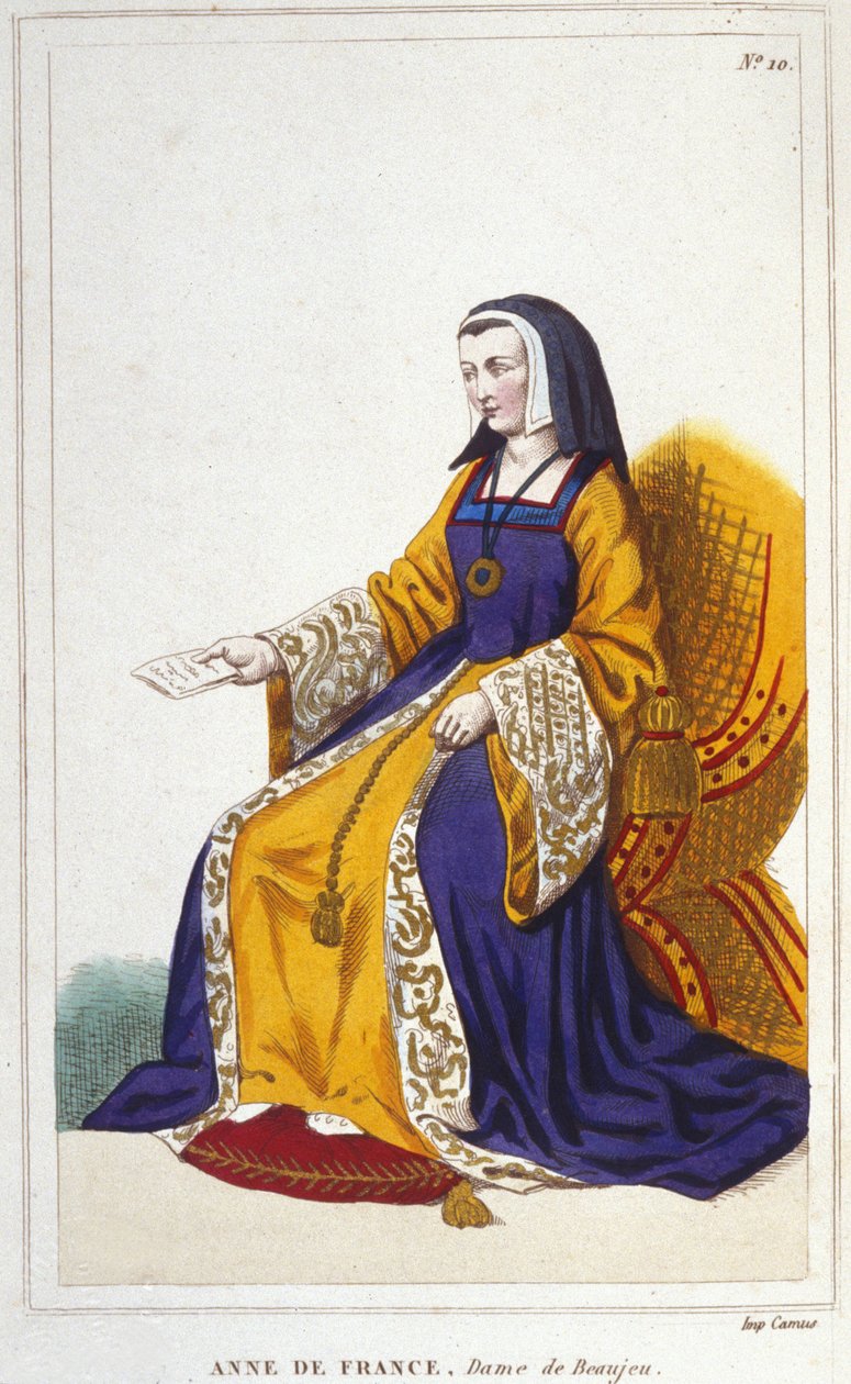 Anne de Beaujeu eller Anne av Frankrike, fransk prinsesse (1460-1522). Eldste datter av Louis-delfinen, fremtidige Ludvig XI, hun styrte med hjelp av mannen sin, Pierre de Beaujeu, kongedømmets generalløytnant, til hvem Ludvig XI. hadde betrodd omsorgen fo av Unknown artist