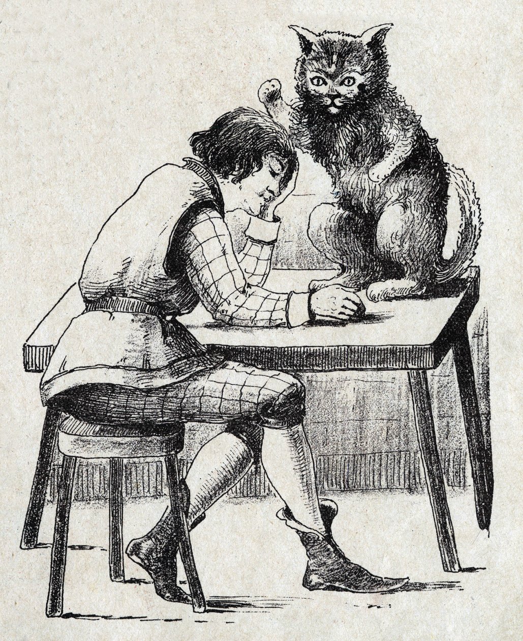 Anonymous illustration for “” Le chat Botte””, tale by Charles Perrault (1628-1703), French writer. Imagery Marcel Vagne, Jarville Nancy, undated (late 19th century). av Unknown artist