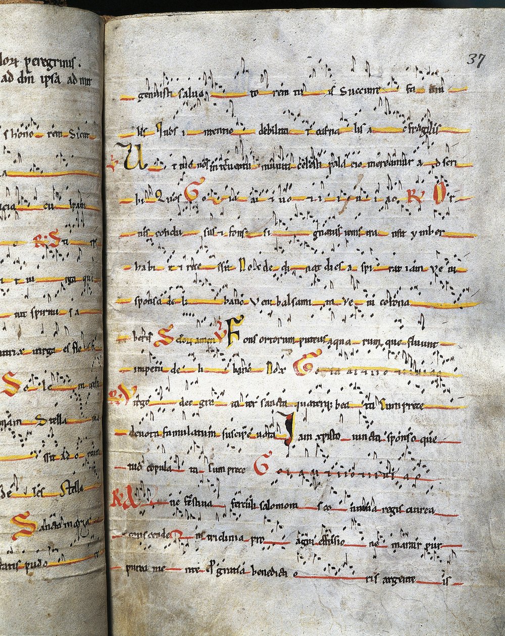 Antifonisk side fra 1100-tallet. Barcelona, Monistrol de Montserrat. Montserrat kloster av Unknown artist