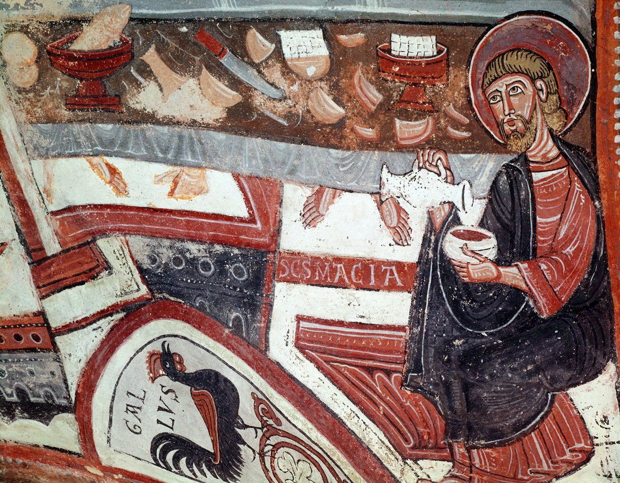 Apostel som serverer vin, detalj (fresco av Unknown artist