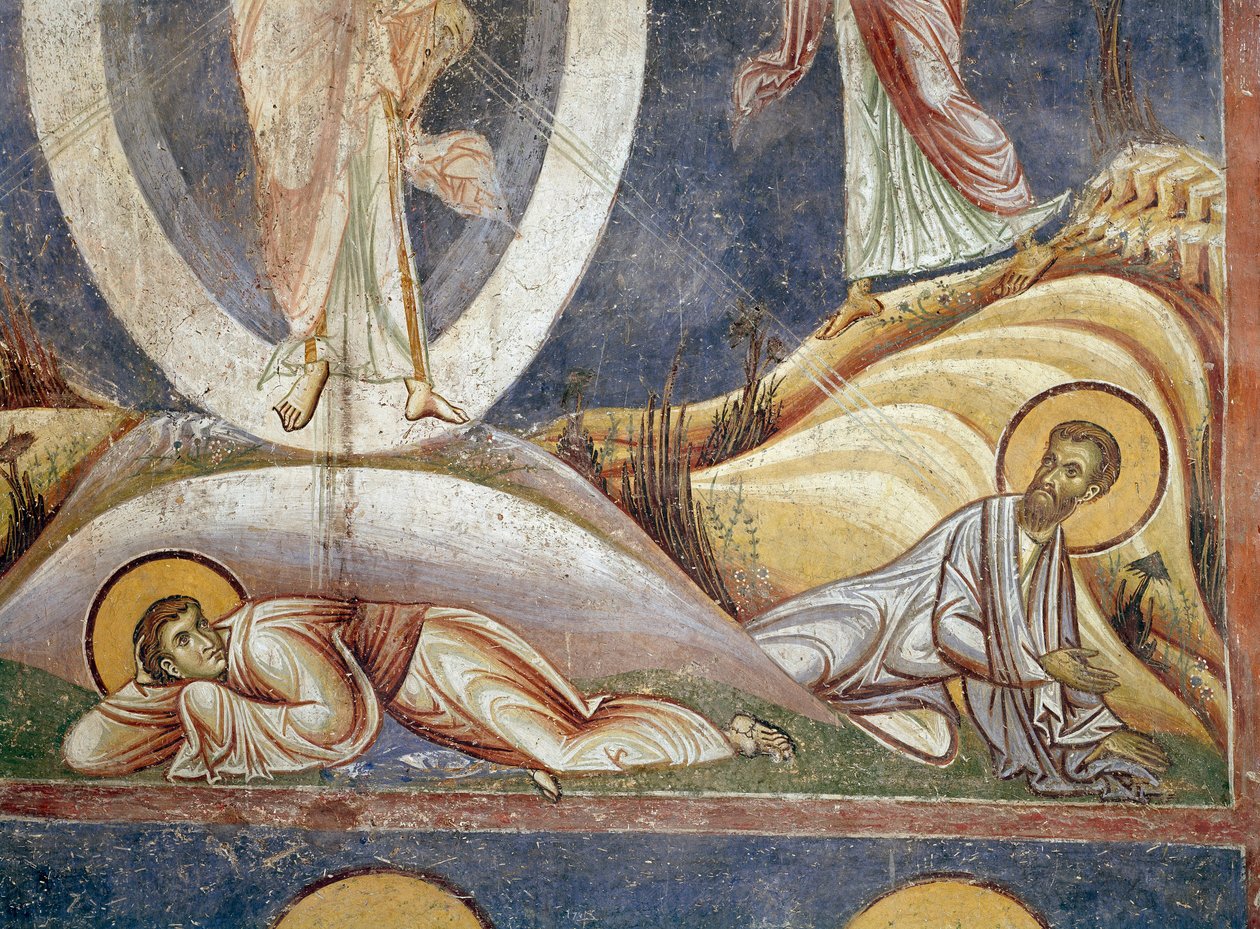 Apotres Jean og Jacques Detail. Freske av forvandlingen. 1164 Nerezi, Church of St. Clement, Macedoine av Unknown artist