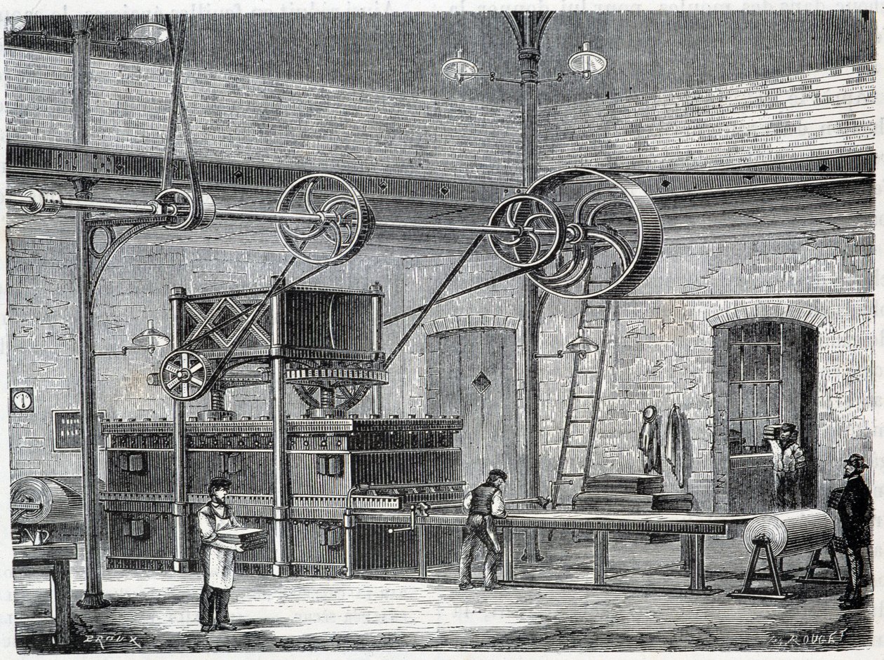 Apparat for vulkanisering av gummi med tørr damp - i "" The wonders of the industry"" av Louis Figuier av Unknown artist