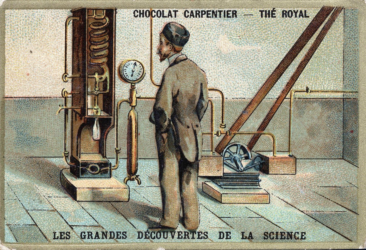 Apparatus of Dr. Karl von Linde (German physicist (1842 to 1934) for air leakening in 1895 av Unknown artist