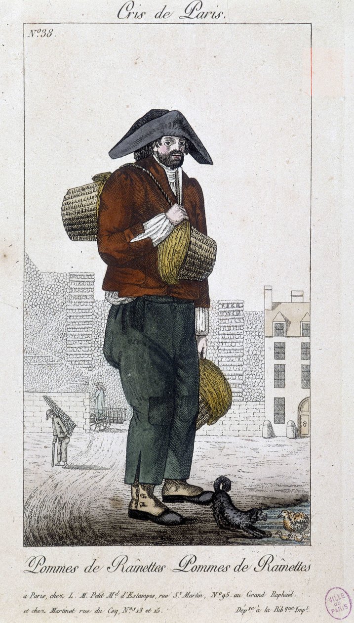 Apple-forhandler - i “” Cris de Paris””, deb. 1800-tallet av Unknown artist