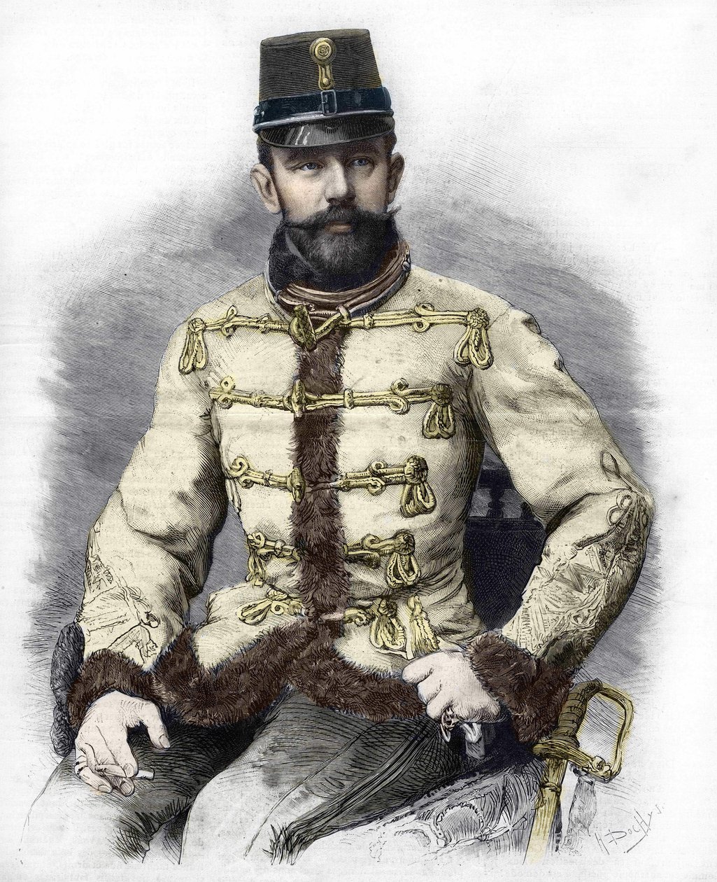 Erkehertug Rudolf av Habsburg (1858-1889), kronprins av Østerrike. Gravering av 1889. av Unknown artist