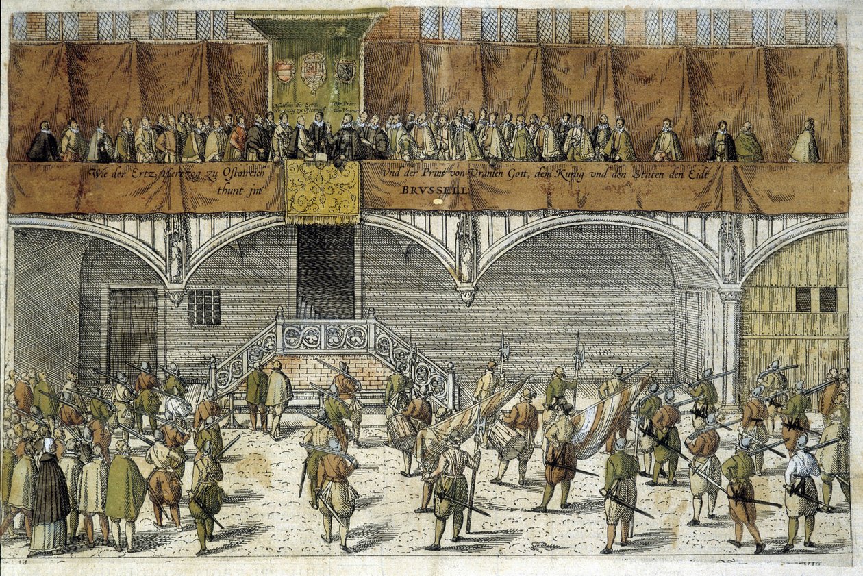 Erkehertug Mathias og prinsen av Oransje avlegger ed om å beskytte friheten til Nederland av Unknown artist
