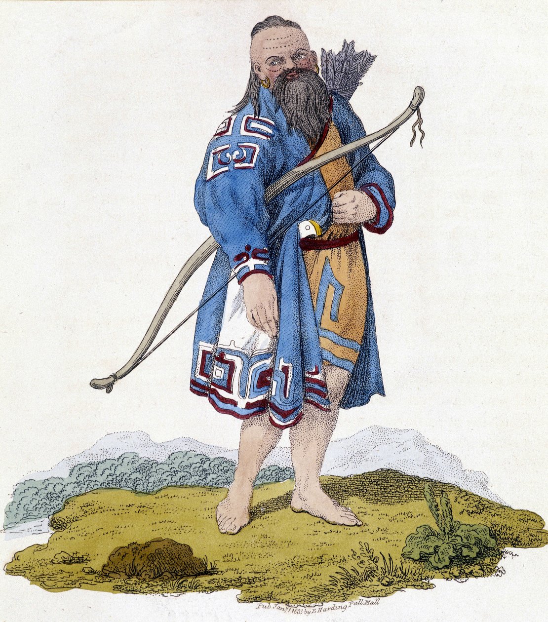Bueskytter av en russisk befolkning. Illustrasjon fra 1803. av Unknown artist