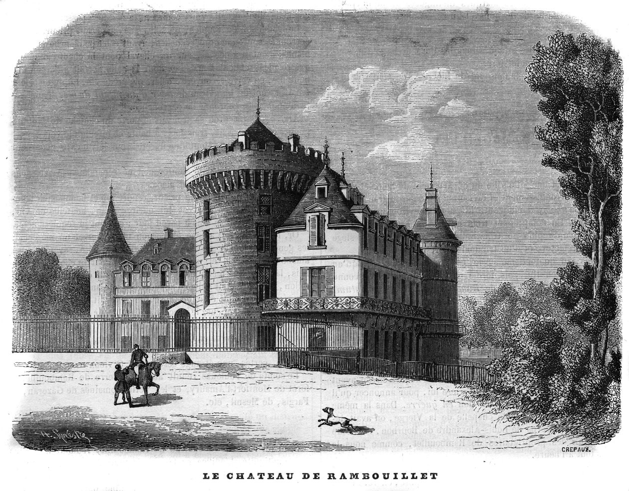Arkitektur: utvendig utsikt over Chateau de Rambouillet (1300-1400-tallet, redesignet i løpet av århundret). av Unknown artist