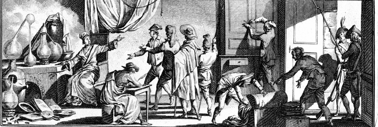 Arrestasjon av Lavoisier i studioet hans. av Unknown artist