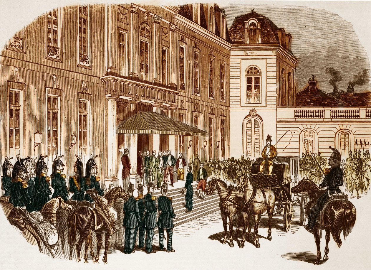 Arrival of Louis Napoleon Bonaparte (Louis-Napoleon III) at the Elysee the day after his election. av Unknown artist
