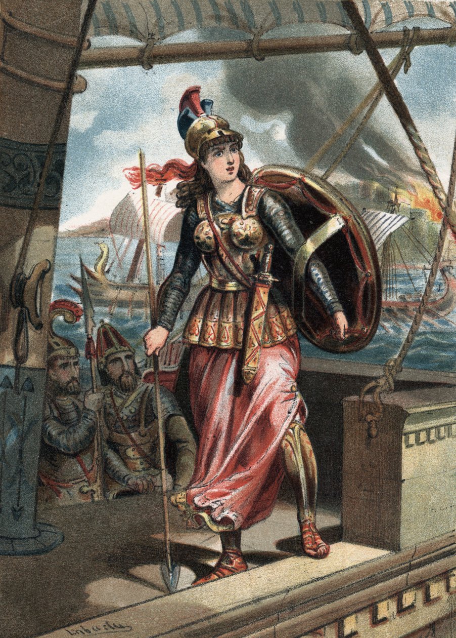 Artemé Iere (V century BC) went to the Battle of Salamine (480), alongside Xerxes I. in “” El Culto de la Hermosura”” by Juan Justo Huguet, Molinas Hermanos editores av Unknown artist