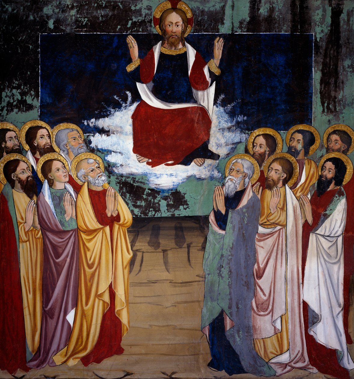 Ascension, Life of Christ (1400-tallet), fresker, St. Sebastian-kapellet, Villard-de-Lans, Rhone-Alpes, Frankrike. av Unknown artist