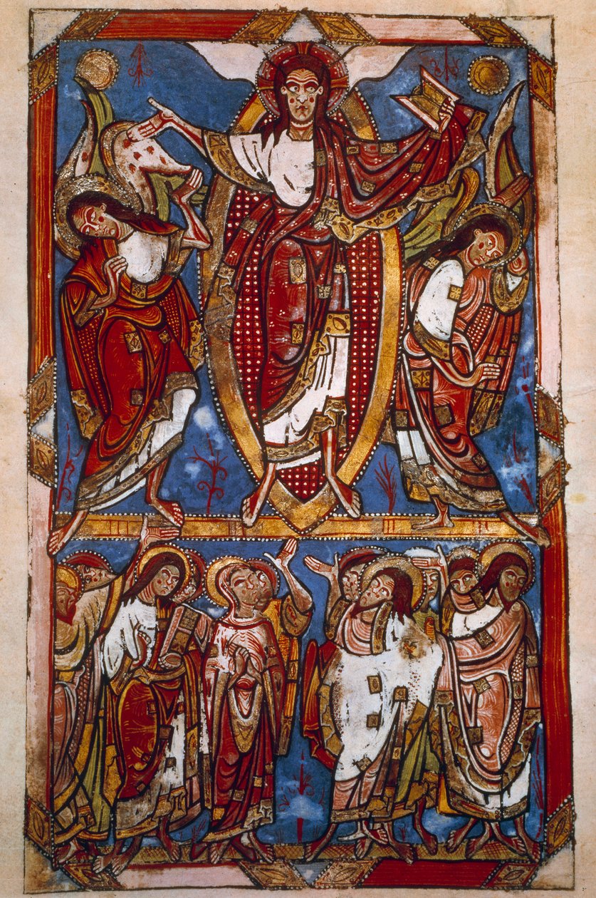 Himmelfart. Miniatyr i "Sacramentary of Saint-Martial de Limoges"" (Folio 84v), ukjent forfatter av Unknown artist
