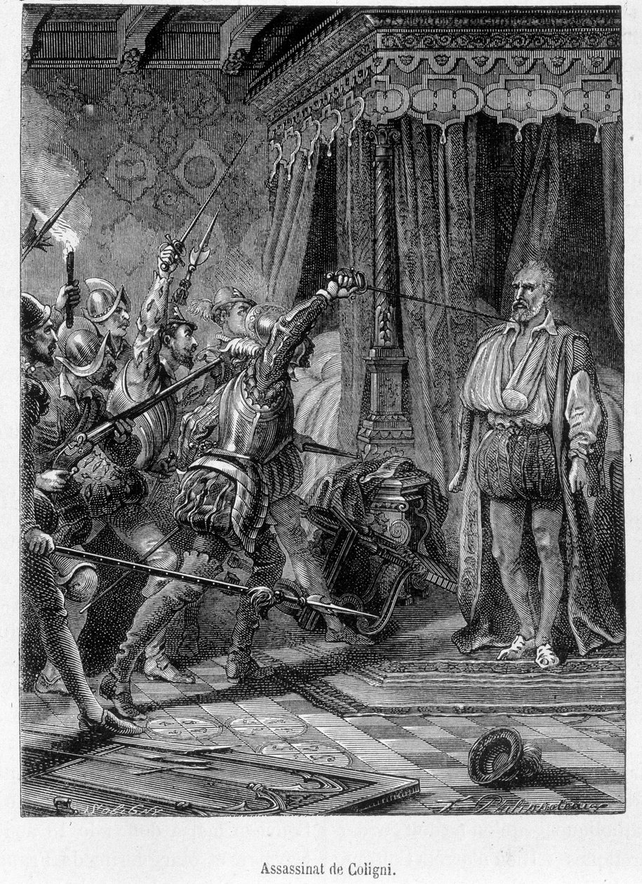 Attentat på Coligny av flere menn (Gaspard de Châtillon, Sire de Coligny av Unknown artist