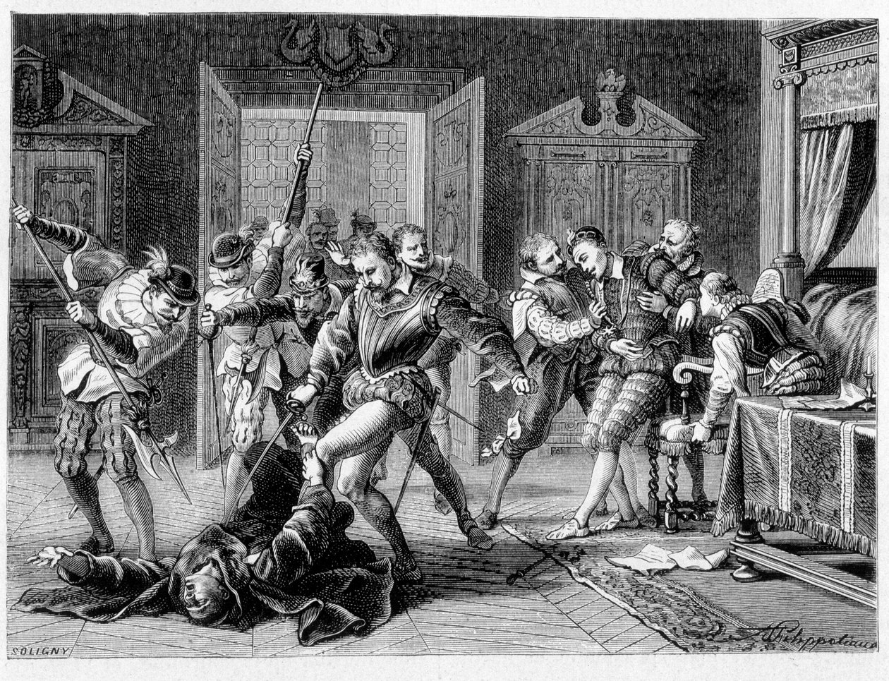 Attentat på Henry III (1551 - 1589) av Jacques Clément i 1589 av Unknown artist