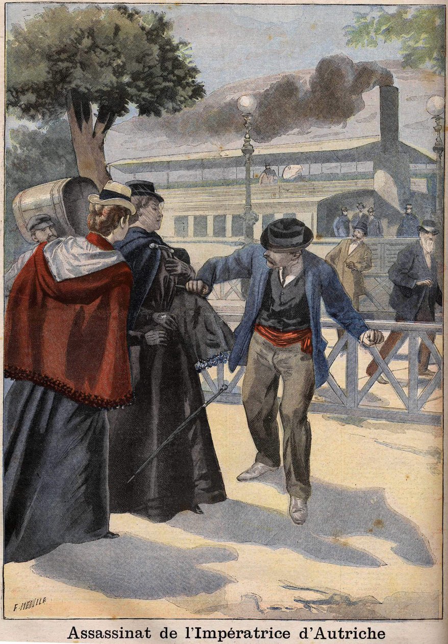 Assassination of Impress Elisabeth of Austria (Sissi) by an Italian anarchist in Geneva av Unknown artist
